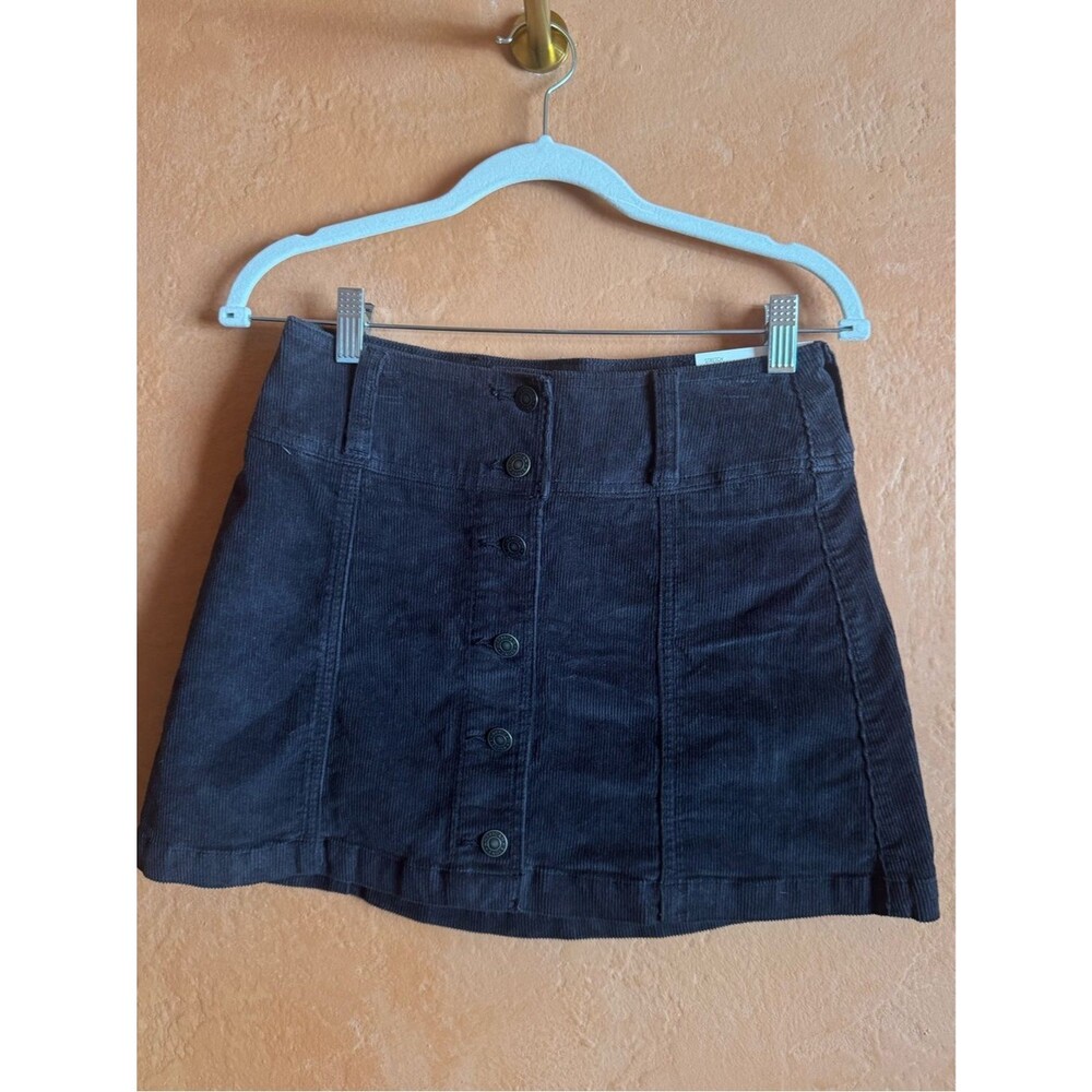 NWT American Eagle High Rise Corduroy A-Line Mini Skirt Black Size 2